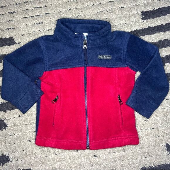 Columbia red & blue fleece full zip jacket toddler boy size 2T - Picture 1 of 3